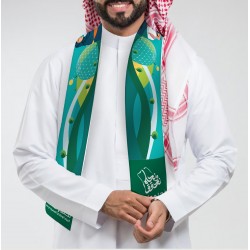 وشاح اليوم الوطني السعودي 93 ، خامة ساتان تصميم احترافي لاحد شعارات اليوم الوطني ، مناسب للتعبير والاحتفال بهذه المناسبة SHA-103