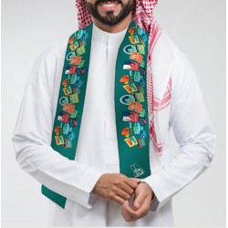 وشاح اليوم الوطني السعودي 93 ، خامة ساتان تصميم احترافي لاحد شعارات اليوم الوطني ، مناسب للتعبير والاحتفال بهذه المناسبة SHA-114