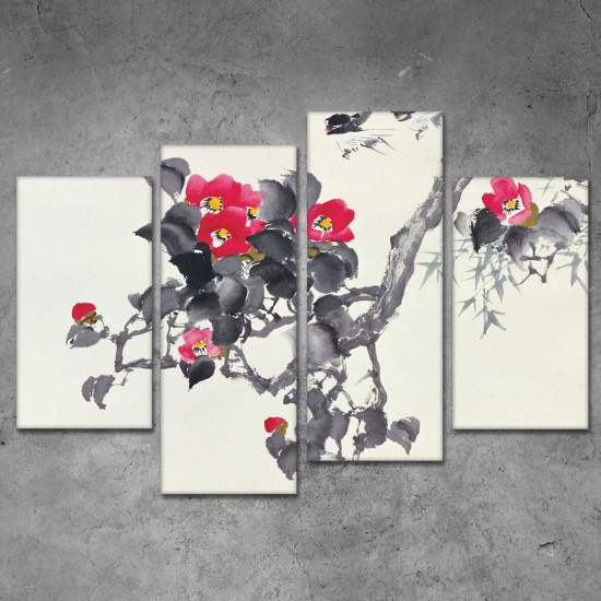  SV 088 لوحة جدارية مقسمة الى 4 قطع مطبوعة على خامة الكاتفاس ومشدودة على اطارات خشبية ، الحجم الكلي 150 في 100 سم موديل  