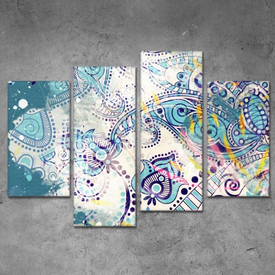  SV 098 لوحة جدارية مقسمة الى 4 قطع مطبوعة على خامة الكاتفاس ومشدودة على اطارات خشبية ، الحجم الكلي 150 في 100 سم موديل  